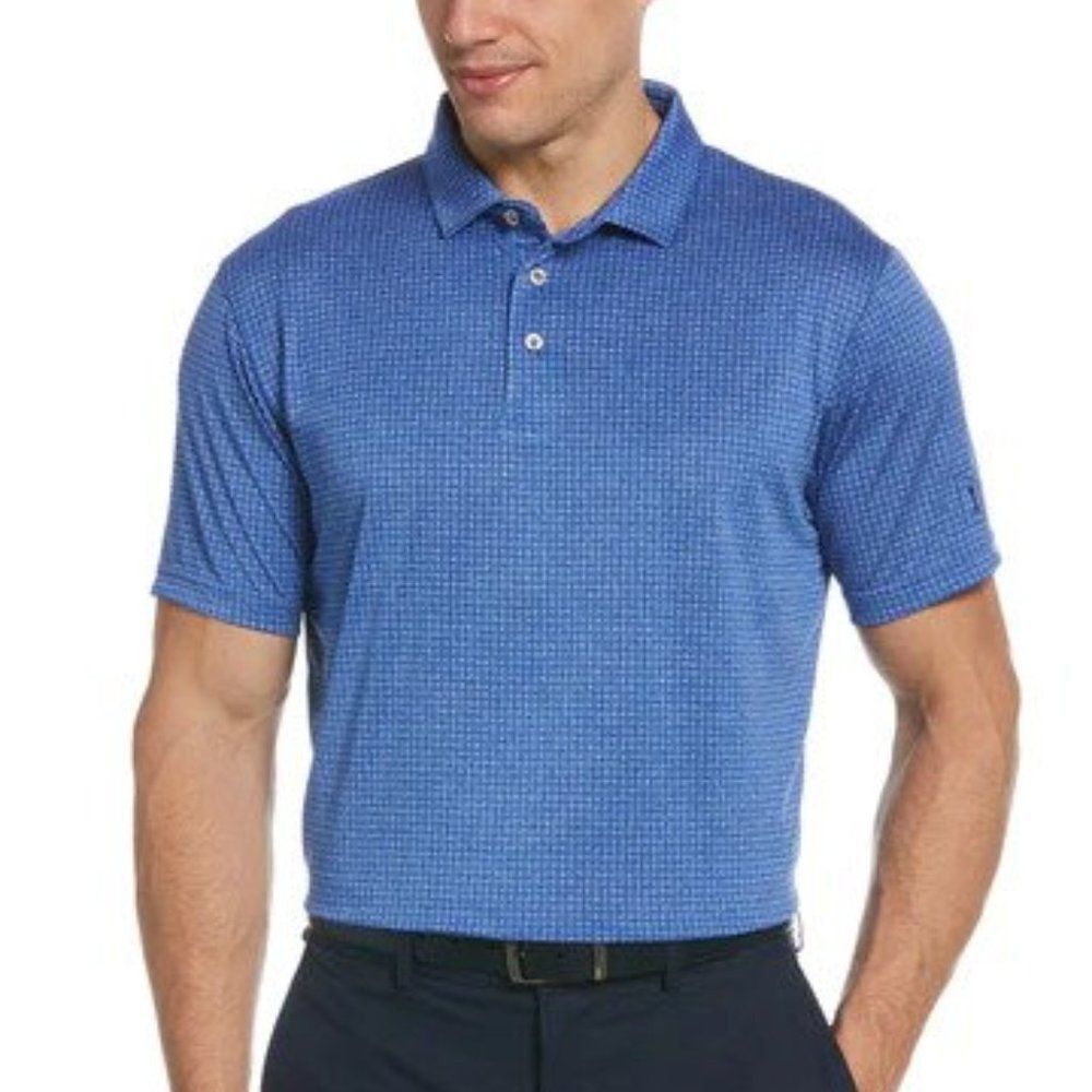 PGA TOUR Men's Mini Windowpane Heathered Golf Polo Shirt